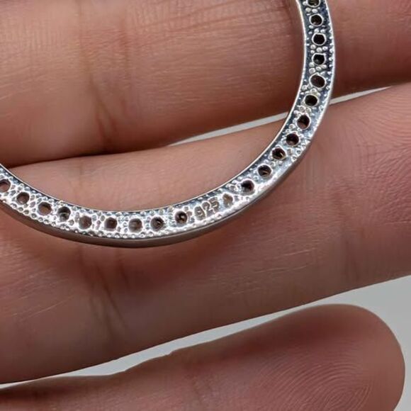 Designer Sterling Silver CZ Round Eternity Necklace 16 Inch Italy Chain - Picture 2 of 6